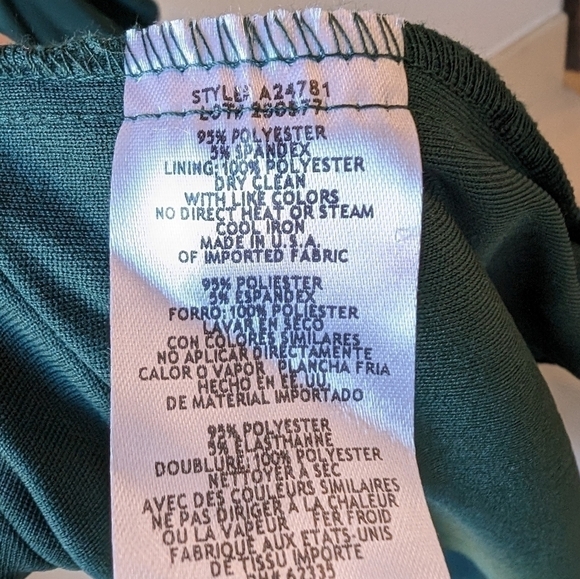 Betsy & Adam Cascade Ruffle Ruched Jersey Long Formal Dress Green 2 NWT - Picture 11 of 11